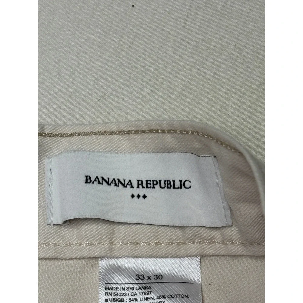 NWT Banana Republic Mens 33x30 Linen Blend Slim Fit 5-Pocket Pant Cream